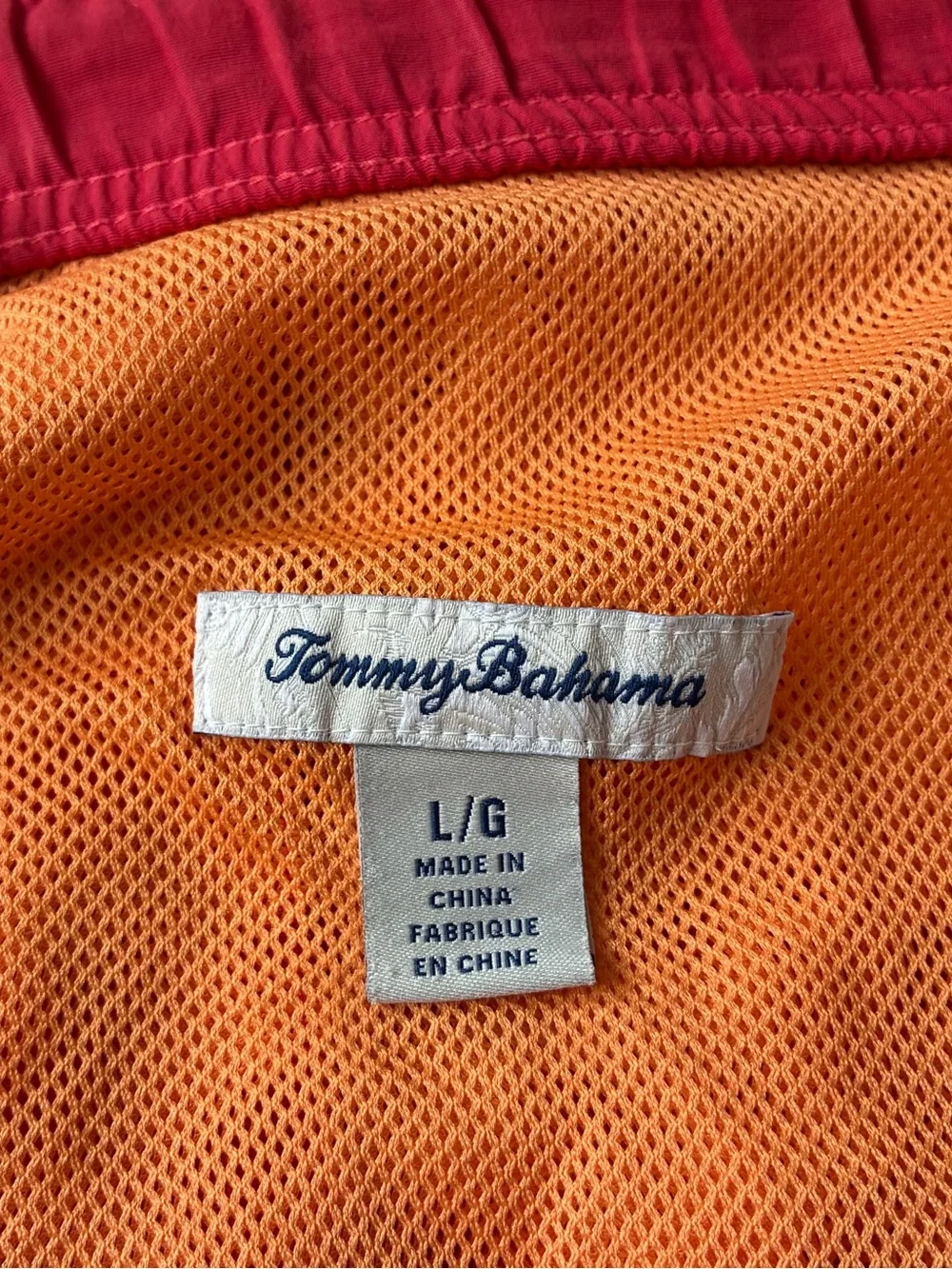 Tommy Bahama Coral Tropical-Print Swim Trunks with White Drawstring